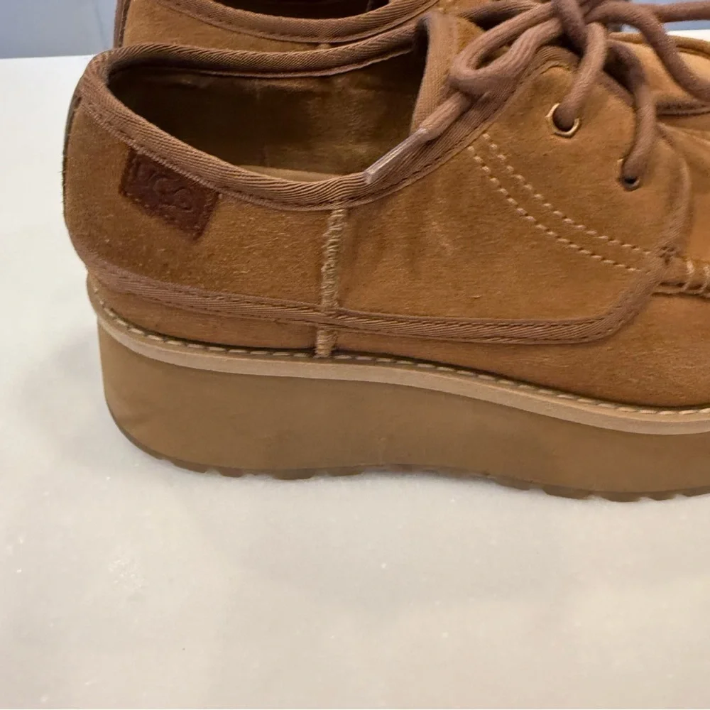 UGG CityFunc Platform Lace Up Loafers Suede Water Resist Women's Sz 8 NEW